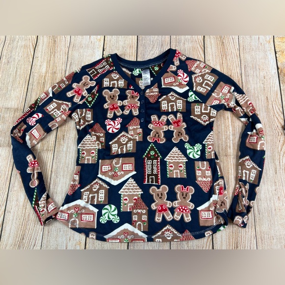 Disney Gingerbread Mickey Mouse Sleepwear Fleece Pajamas Top Pants Set Small 4-6 - Picture 5 of 8